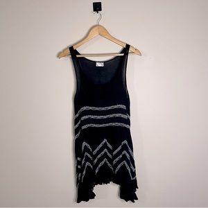Free People Black & Grey Tank Dress Lace Polka Dot Flowy